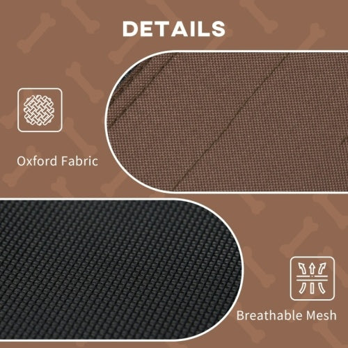 UK Local PawHut Raised Dog Bed Waterproof Elevated Pet Cot With Breathable Mesh UV Protection Canopy Brown, For Small Dogs, 61 X 46 X 62cm
