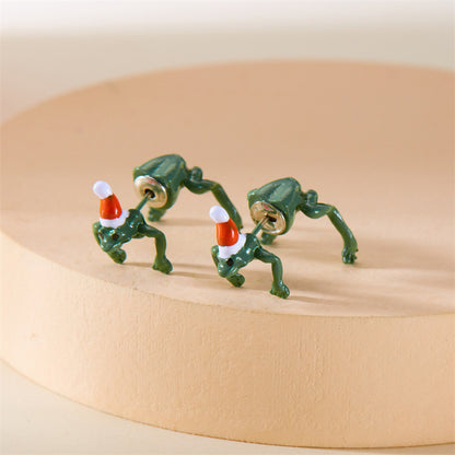 Christmas Stud Earrings Cartoon Creative Frog