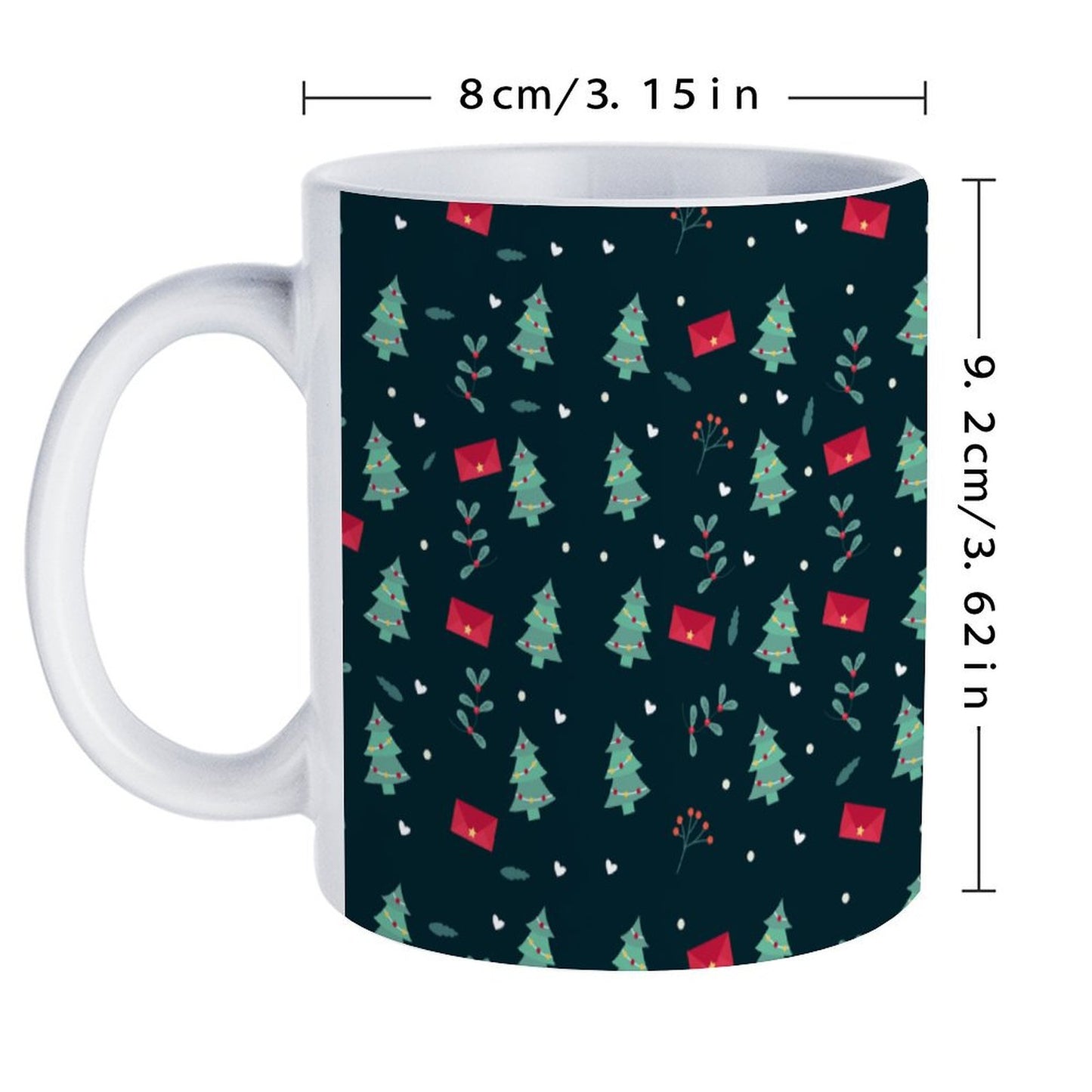 POD US Local White mug with full print, Christmas Tree Green 0040