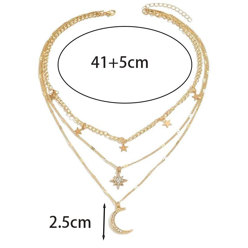 Multi-layer Sexy Crescent XINGX-shaped Necklace Women's Classic