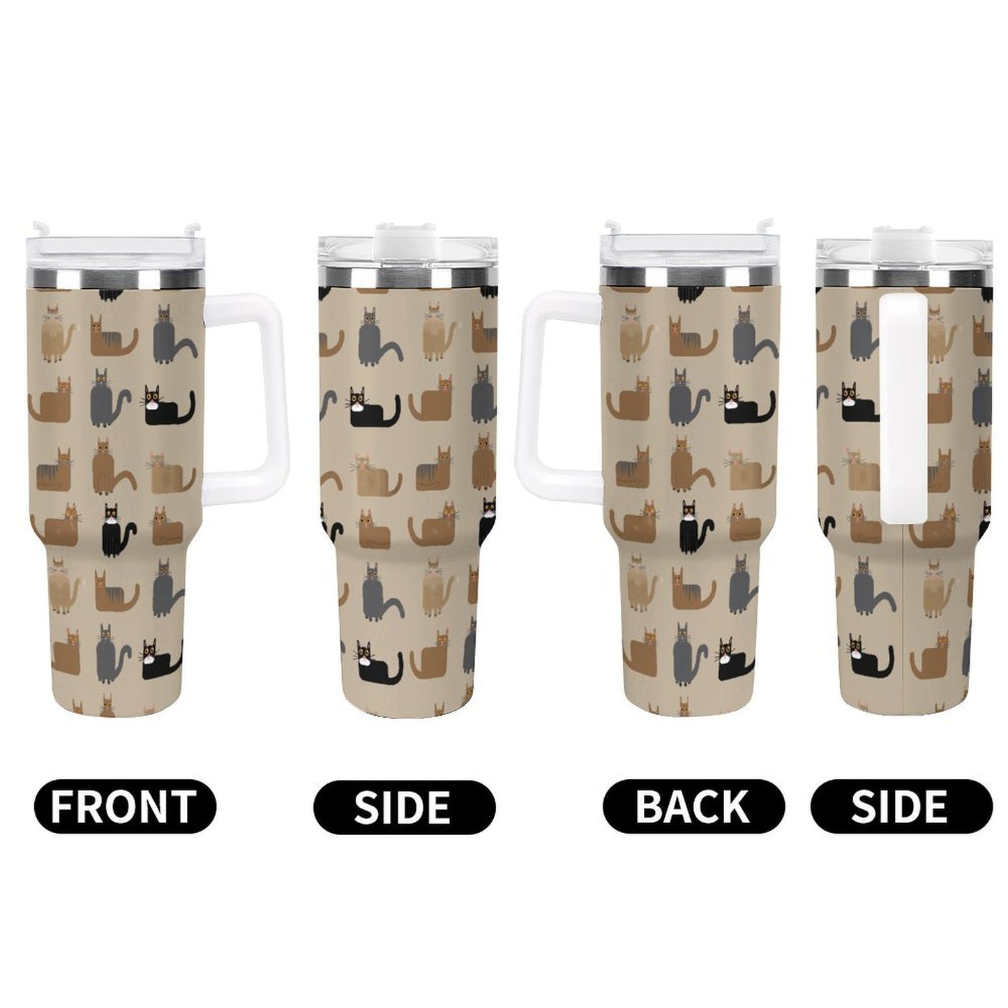 PHDT00267 POD US Local Tumbler 40 oz Large Capacity Car Cup Cat, Brown