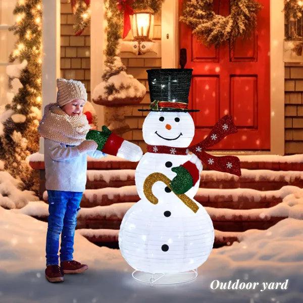 4ft Lighted Pop-Up Snowman, Large Christmas Holiday Decoration  Top Hat, Scarf For Outdoor Lawn Yard Xmas Decor