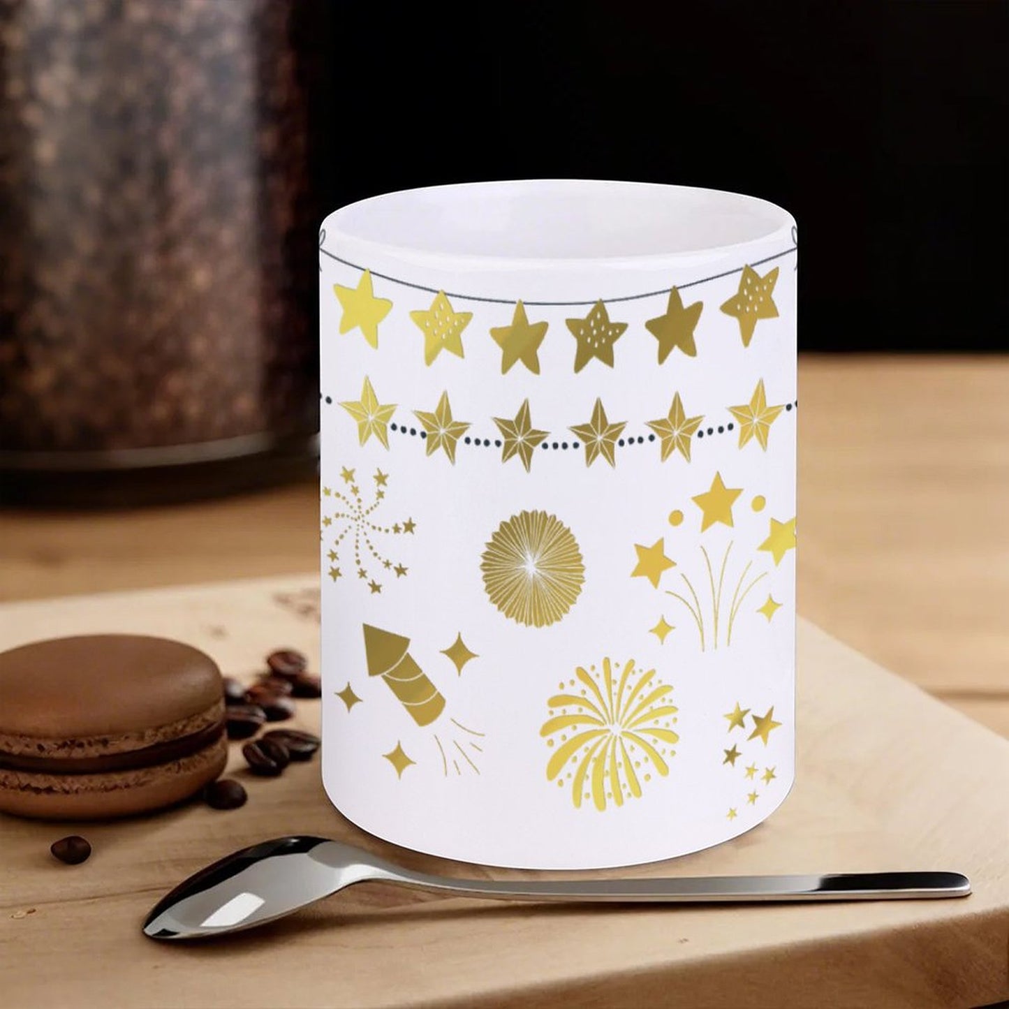 POD US Local White mug with full print, Christmas Gold 0022