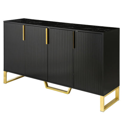 US Local Modern Sideboard With Four Doors, Metal Handles And Legs, And Adjustable Shelf Kitchen Cabinets