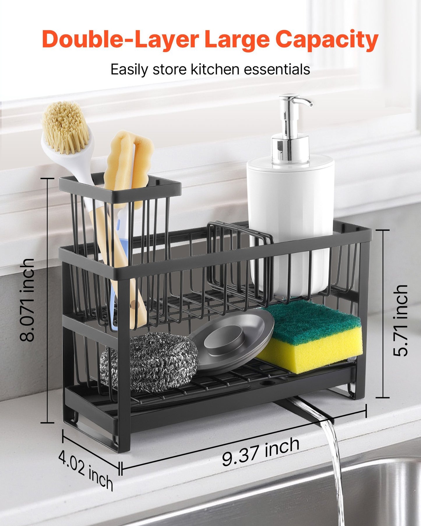 US Local Kitchen Sink Caddy Organizer Sponge Holder For Kitchen EssentialsStorage