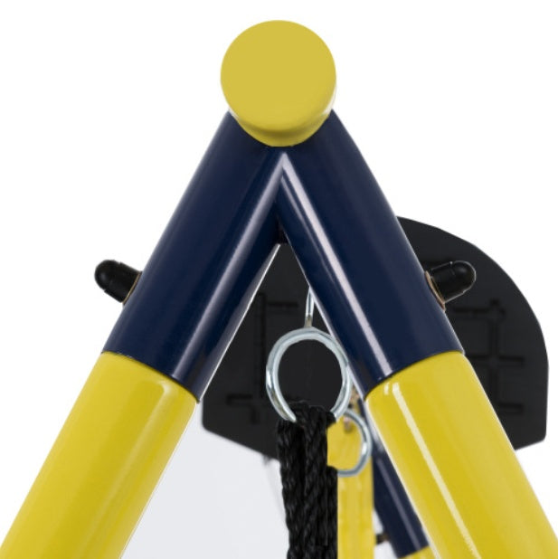 UK Local Kids Swing Set With Metal Frame, Nest Tree Swing, Plastic Single Swing, Basketball Hoop, Slide,  Playground Outdoor Play Frame Toy For Children, Over 3 Years Old, Yellow