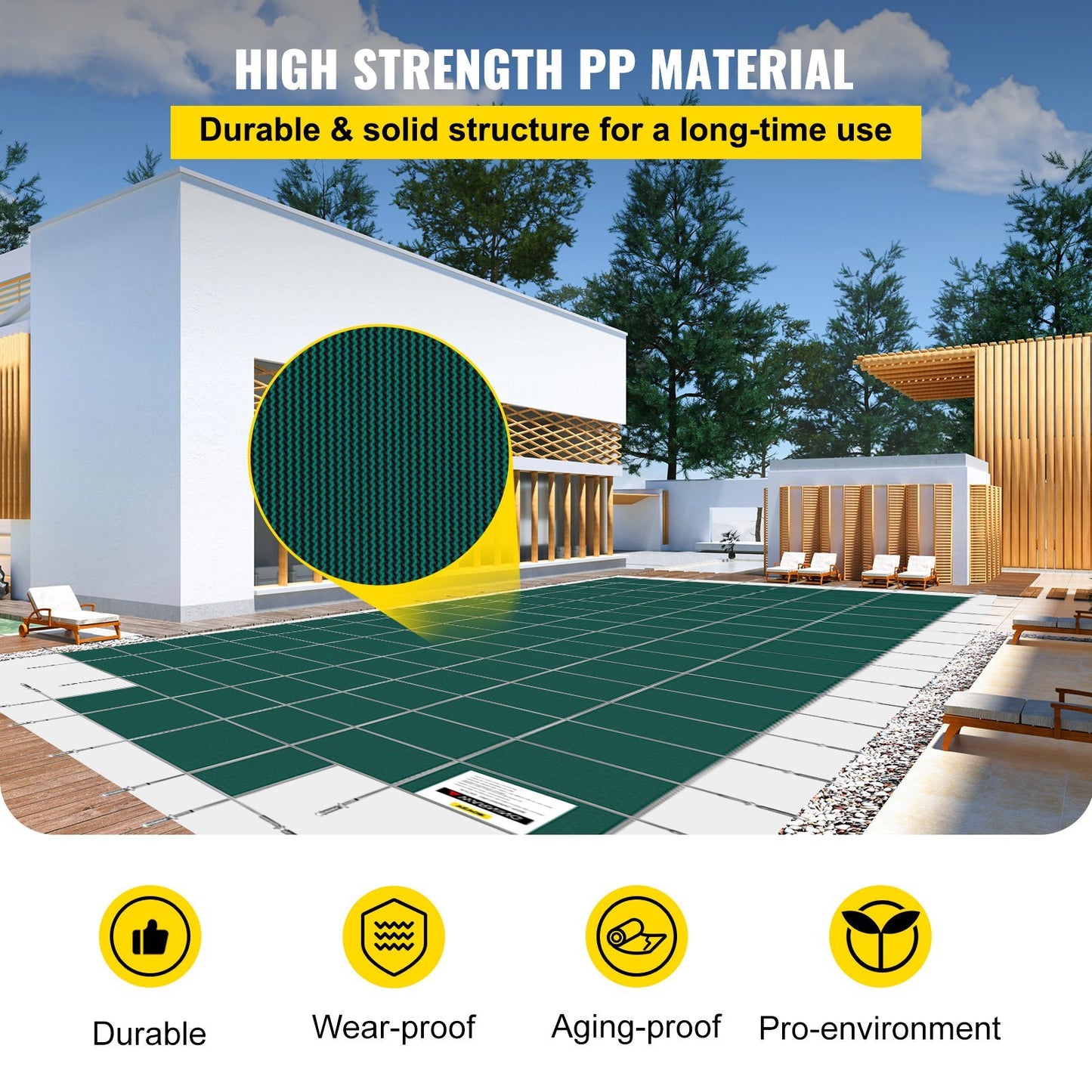 Pool Safety Cover Fits18x36ft Inground Safety Pool Cover Green Mesh With 4x8ft Center End Steps Solid Pool Safety Cover For Swimming Pool Winter