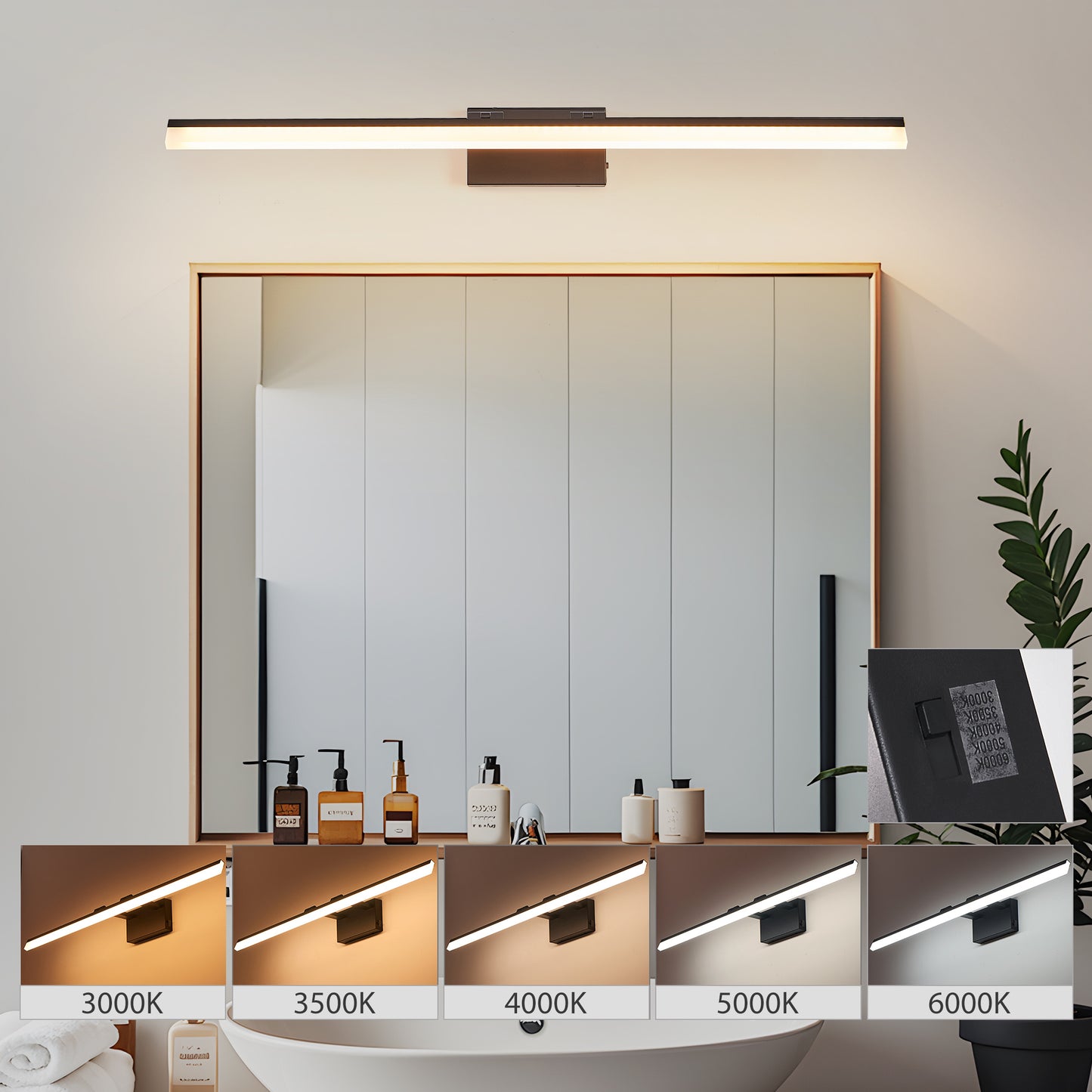 US Local 39 Inch Modern LED Bathroom Vanity Light -Sleek Black Metal Wall Light For Mirror, Dressing Room Or Sink Area
