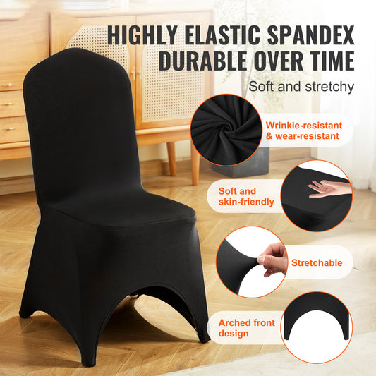 US Local VEVOR Stretch Spandex Folding Chair Covers, Universal Fitted Arched Front Cover, Removable Washable Protective Slipcovers, For Wedding, Holiday, Banquet, Party, Celebration, Dining