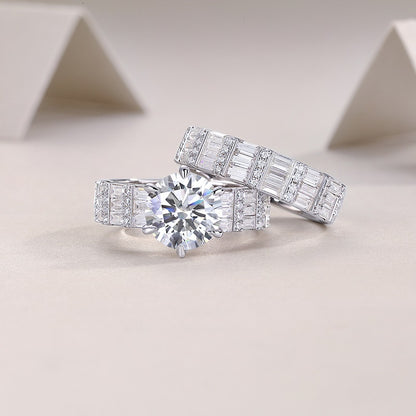 US Local Vanilla - A Fashionable And Luxurious Jewelry Piece Set With 3-carat Moissanite S925 Sterling Silver And Platinum-plated Diamond