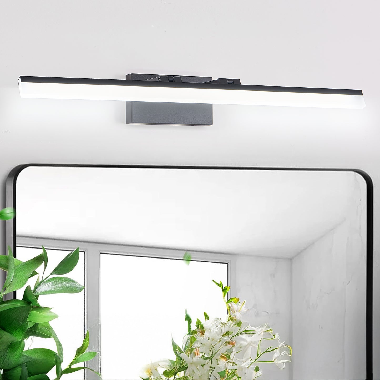 US Local 32 Inch Modern LED Bathroom Vanity Light - Sleek Black Metal Wall Light For Mirror, Dressing Room Or Sink Area