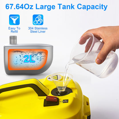 US Local 1Pc 1800W Steam Cleaning Machine With Wheels High Temperature And Pressure Steamer Cleaner With 2L Water Tank Stepless Steam Control 15 Accessories