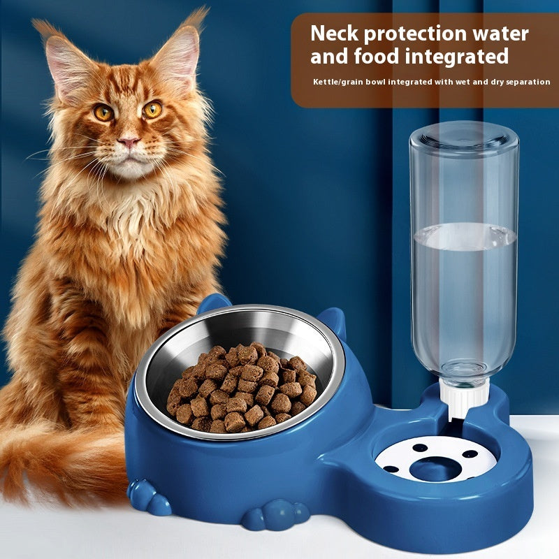 Cat Bowl Automatic Water Dispenser Kitten Puppy Food Basin Rice Bowl