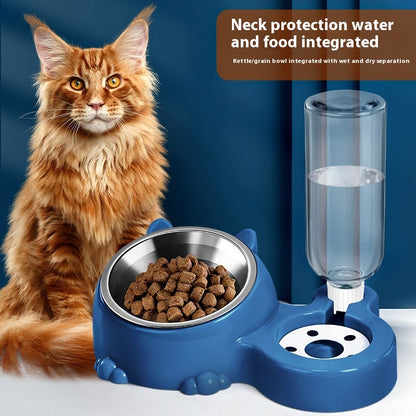 Cat Bowl Automatic Water Dispenser Kitten Puppy Food Basin Rice Bowl