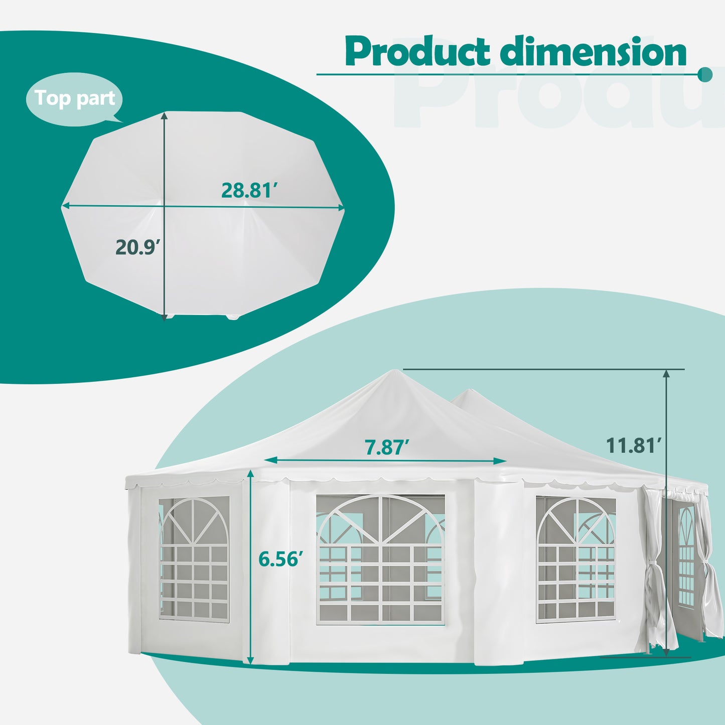 US Local Double Peaked Arabian Shelter,Party Tent,PVC Coated Polyester Roof,Roll-Up Doors And Windows,Removable Side Walls,And Complete Accessorie,White