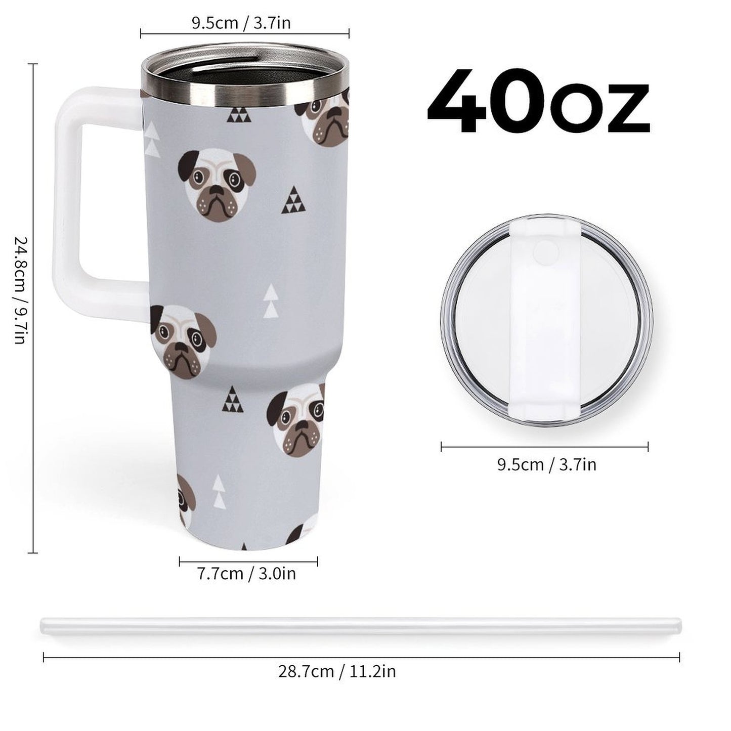 PHDT00236 POD US Local Tumbler 40 oz Large Capacity Car Cup Bulldog, Dog