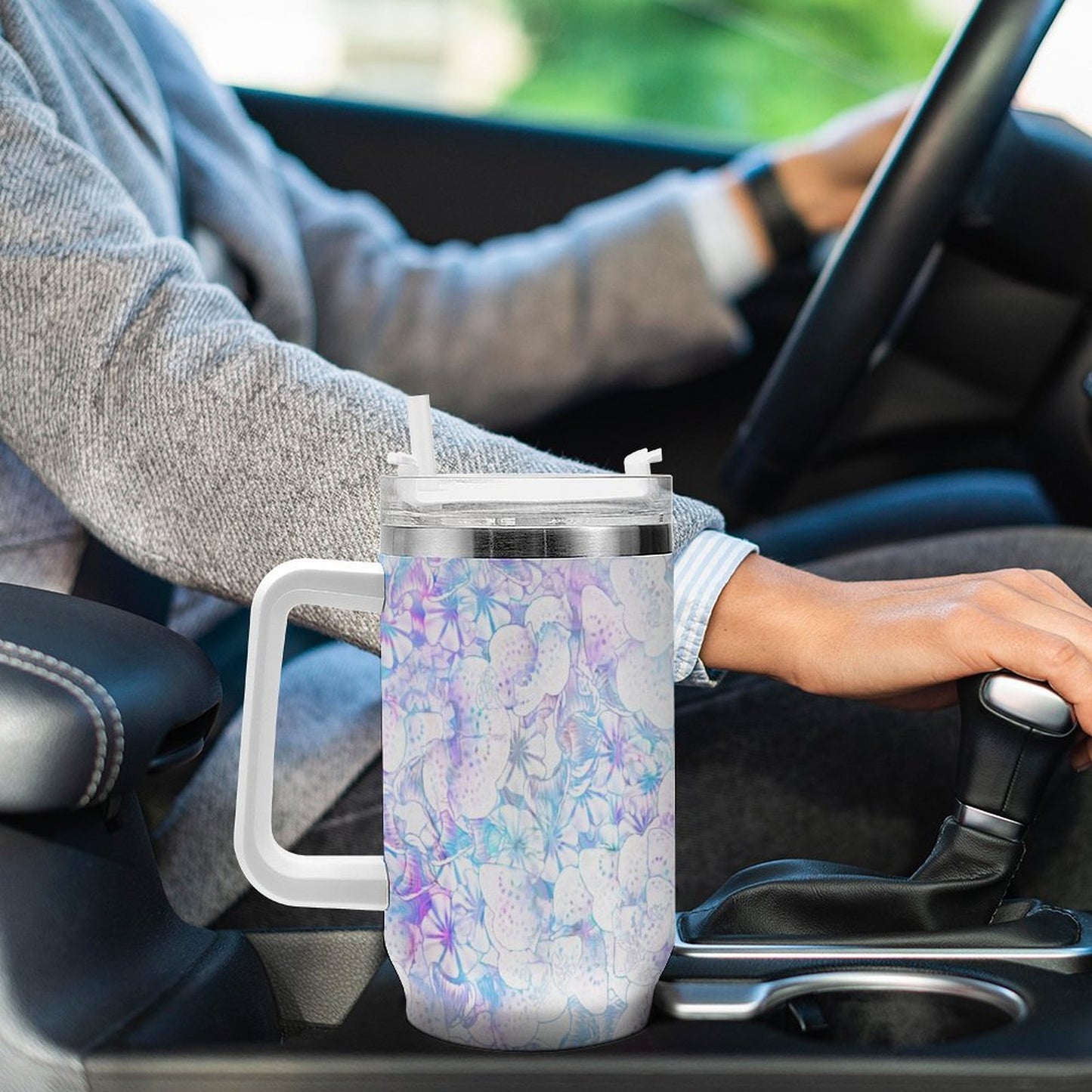 PHDT00471 POD US Local Tumbler 40 oz Large Capacity Car Cup Watercolor, Blending, Flowers