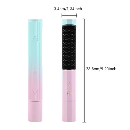 US Local Straightening Comb Rechargeable Hair Wireless Straightener Curler Curling Straighten Dual-purpose Travel Portable USB Charging