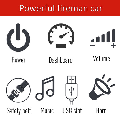 US Local 6V Electric Ride-On Fire Truck Vehicle for Kids with Remote Control Music Lights and Ladder