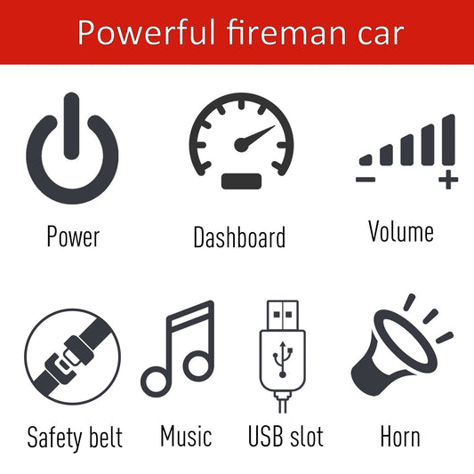 US Local 6V Electric Ride-On Fire Truck Vehicle for Kids with Remote Control Music Lights and Ladder