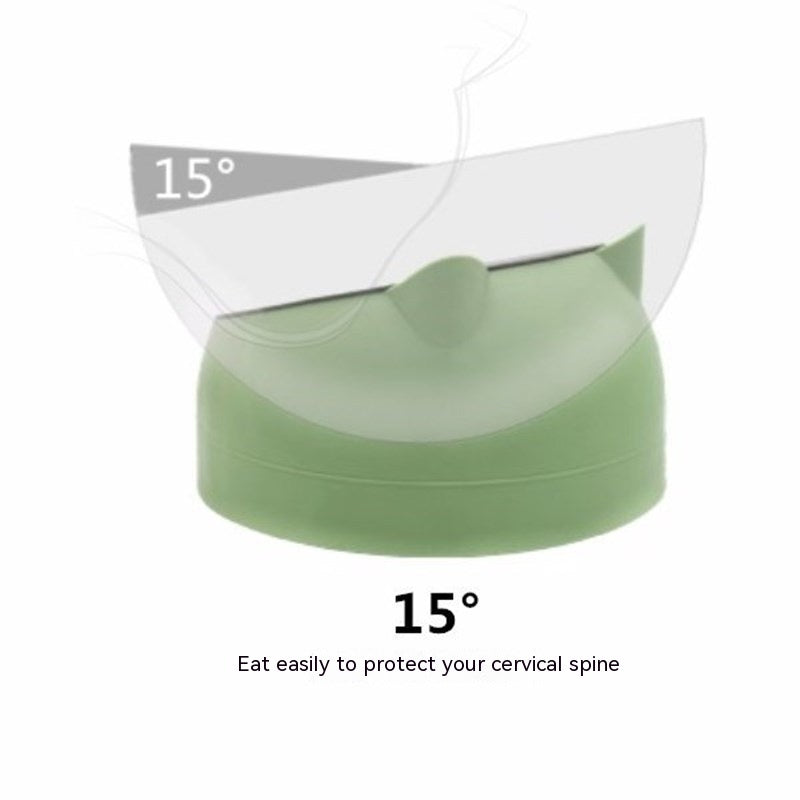 US Local Stainless Steel Dog Bowl Double Bowl Cervical Protection Oblique Mouth Hot Pet Food Basin Supplies