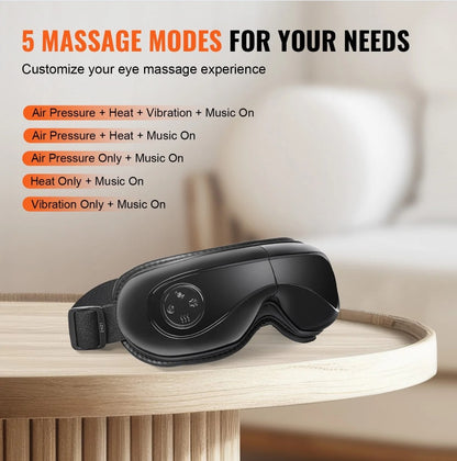 US Local Heated Eye Massager Eye Care Device 5 Modes Bluetooth Music Foldable