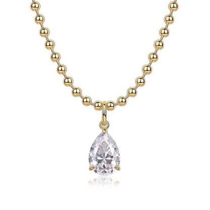 US Local Wish Light - A Fashionable And Trendy Diamond Jewelry Necklace Pendant Set With Pear-shaped Moissanite S925 Sterling Silver And Gold Plating