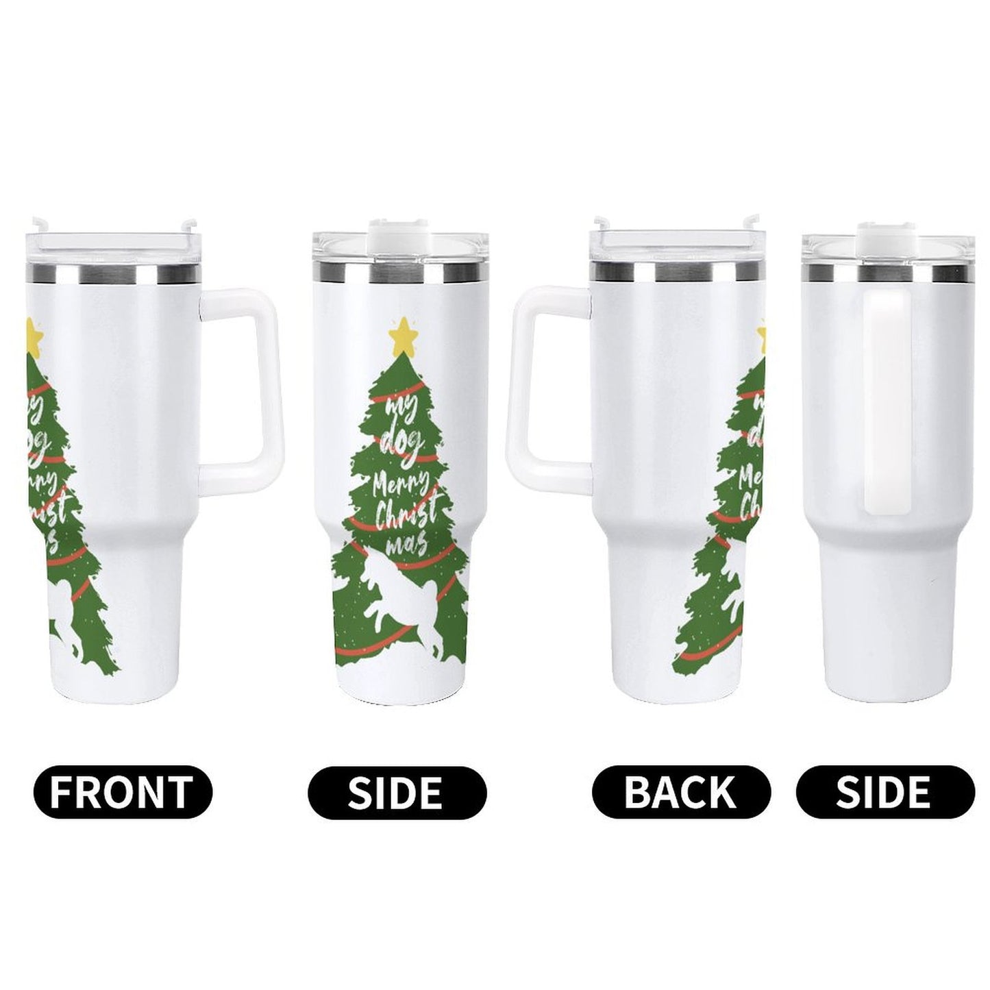 PHDT00300 POD US Local Tumbler 40 oz Large Capacity Car Cup Christmas Pet Cat Dog Tree Green