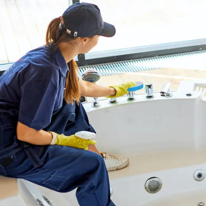 US Local Electric Spin Scrubber Cordless Cleaning Brush Extendable With 8 Replaceable Heads 2 Speed Adjustable Extension Arm Bathroom Tub Tile Floor