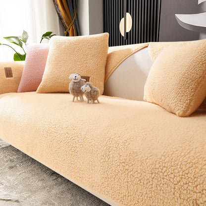 Fashion Simple Solid Color Winter Lambswool Sofa Cushion