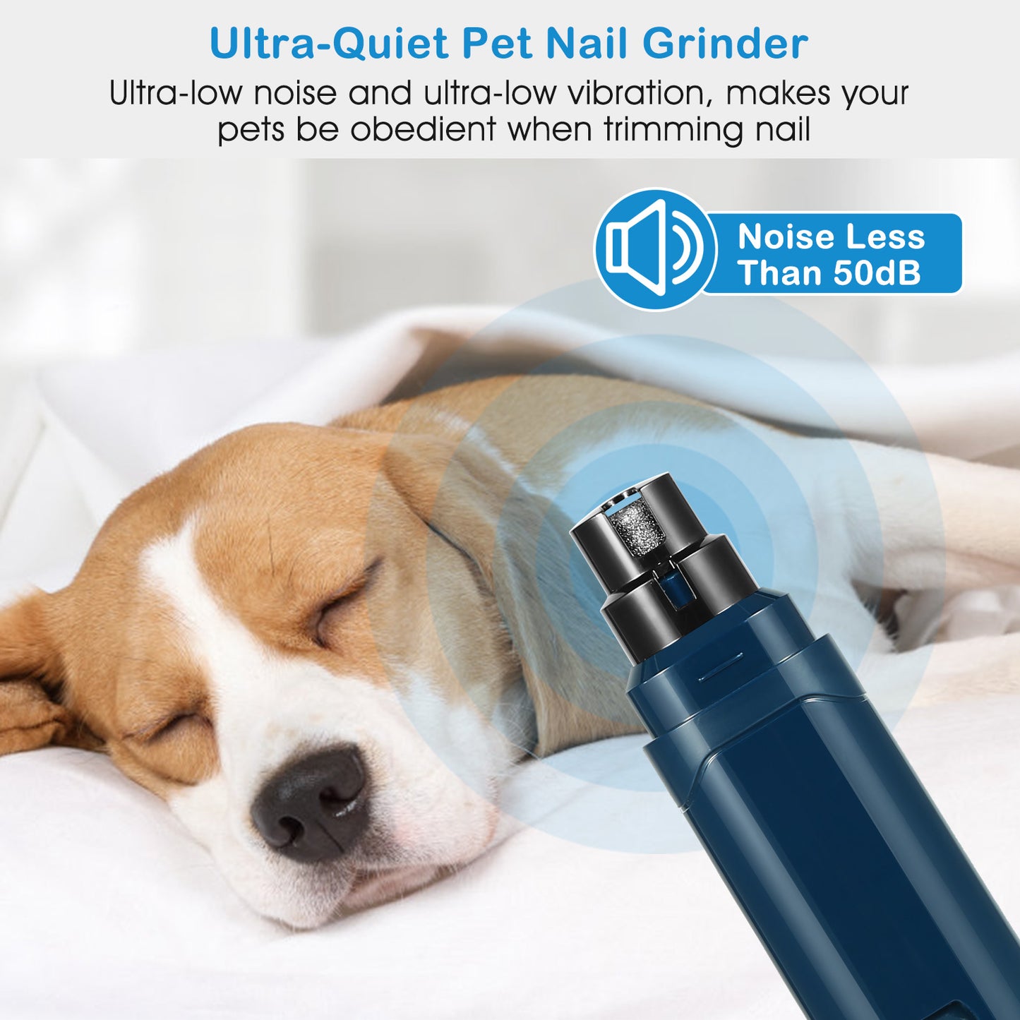 US Local 1Pc Dog Nail Grinder 2 Speeds Quiet USB Rechargeable Pet Nail Grinder Professional Pet Nail Trimmer Cordless Paws Grooming & Smoothing Claw Care For Small Medium Large Dogs & Cats