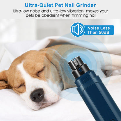 US Local 1Pc Dog Nail Grinder 2 Speeds Quiet USB Rechargeable Pet Nail Grinder Professional Pet Nail Trimmer Cordless Paws Grooming & Smoothing Claw Care For Small Medium Large Dogs & Cats