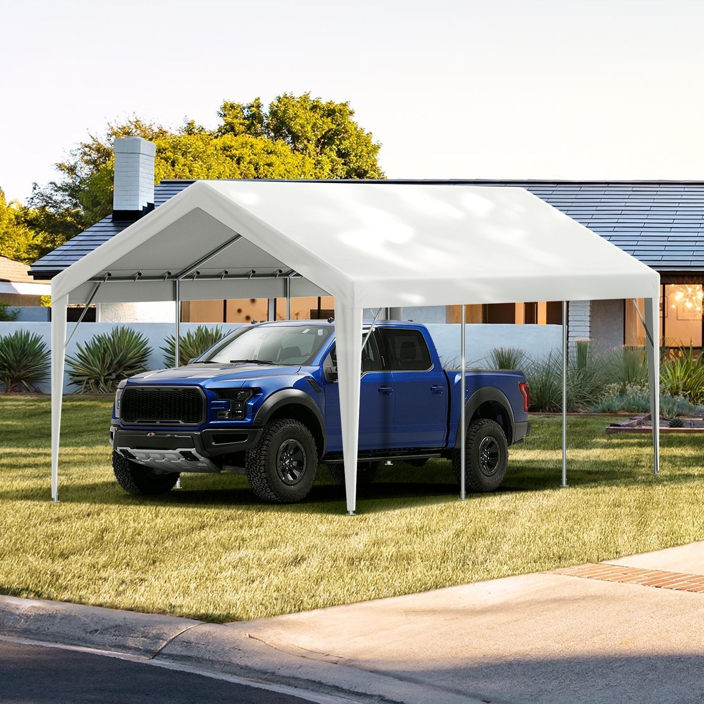US Local VEVOR Carport Replacement Canopy Cover 10 X 20 Ft, Garage Top Tent Shelter Tarp Heavy-Duty Waterproof & UV Protected, Easy Installation With Ball Bungees,White Only Top Cover, Frame Not Include