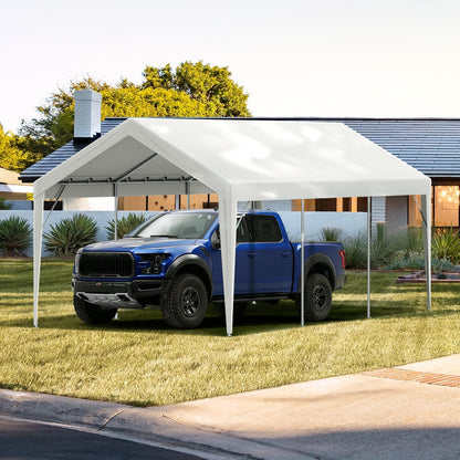 US Local VEVOR Carport Replacement Canopy Cover 10 X 20 Ft, Garage Top Tent Shelter Tarp Heavy-Duty Waterproof & UV Protected, Easy Installation With Ball Bungees,White Only Top Cover, Frame Not Include