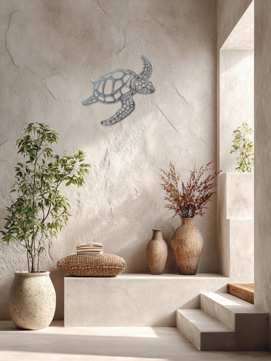 US Local Rustic Sea Turtle Metal Wall Decor - Coastal Beach House Bathroom Accent
