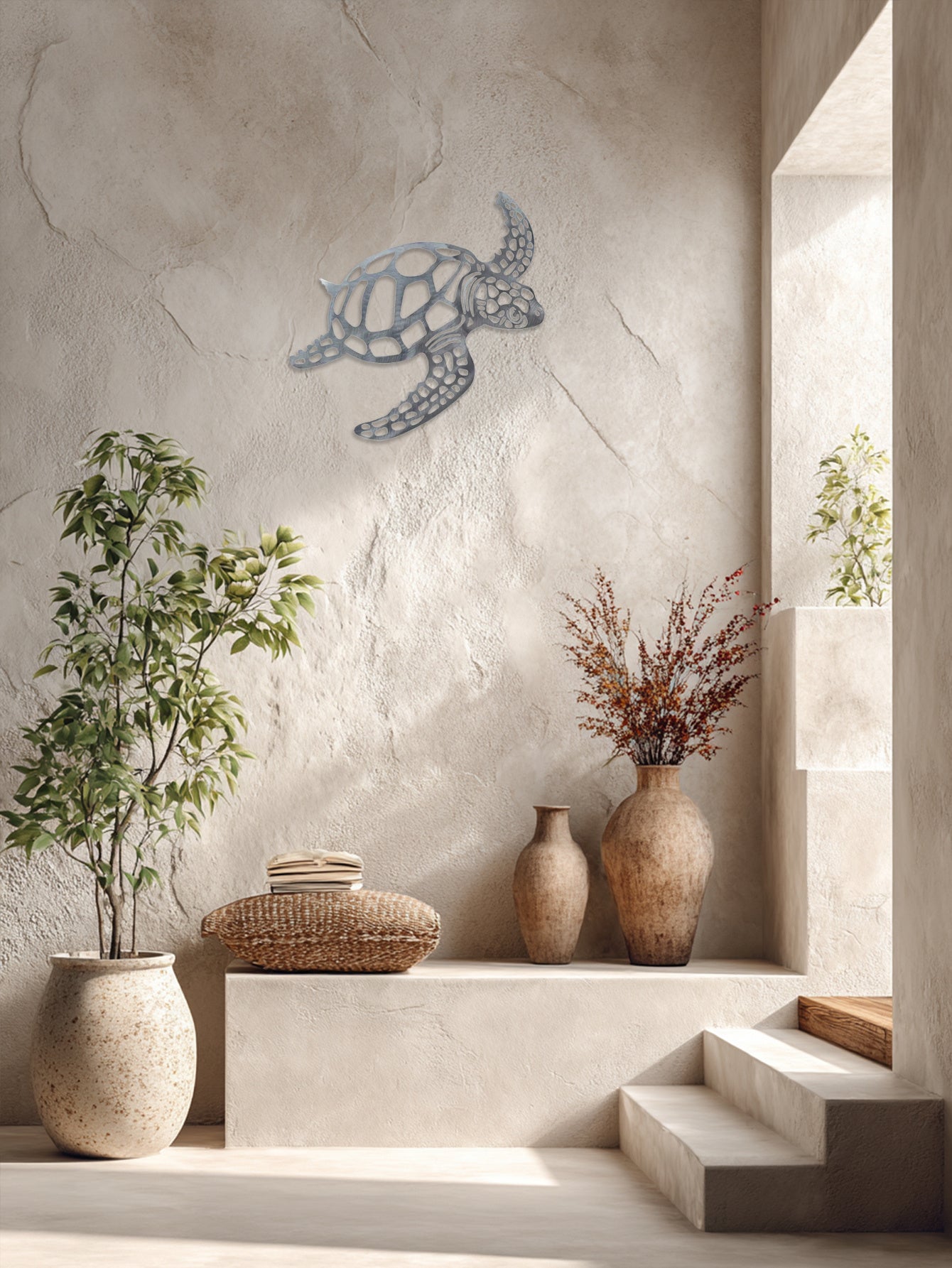 US Local Rustic Sea Turtle Metal Wall Decor - Coastal Beach House Bathroom Accent