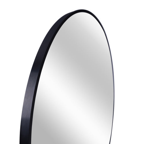 US Local 32 Inch Black Metal Framed Round Bathrrom Mirror For Wall.