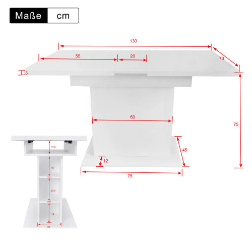 UK Local Extendable Dining Table, Dining Table With Storage, Rectangular Dining Table, Coffee Leisure Table, Modern Simple Iron Dining Table, Space-saving Multifunctional Dining Table, White