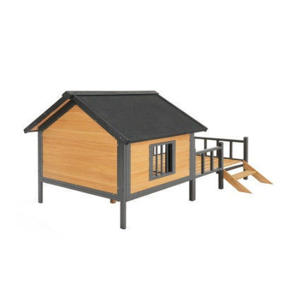 US Local Outdoor Large Wooden Cabin House Style Wooden Dog Kennel With Porch