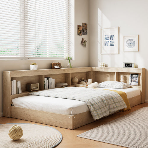 UK Local Storage Bed, 3FT Single Bed 90x190cm, Plenty Of Storage Space, Durable And Sturdy, For Adults  Teenagers, Single Bed, MDF Plywood, Multifunctional Bed, White Oak Color