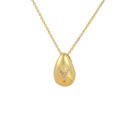 Glossy Water Drop 26 English Letter Pendant Copper-plated Gold Simple Pendant Female