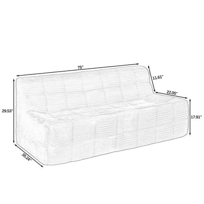 US Local Sofa, Full Sponge Compression Corduroy 3 Seat Sofa, Modern Minimalist Style Corduroy Sofa, Comfortable Compression Sofa, Space Efficient Design   Beige