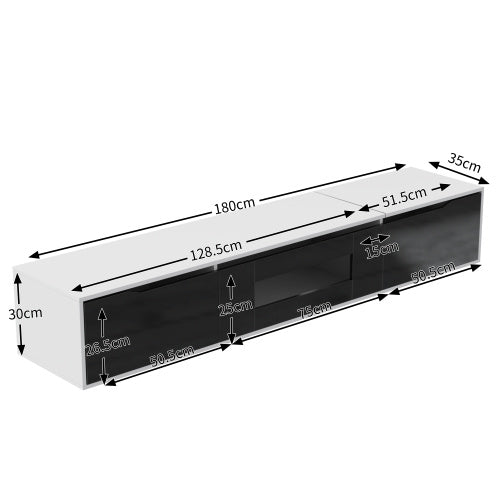 UK Local TV Cabinet, High-gloss TV Cabinet, Matching Colours In White And High-gloss Black, With Colour-changing LED Lights.only Front Cabinet Door High-gloss