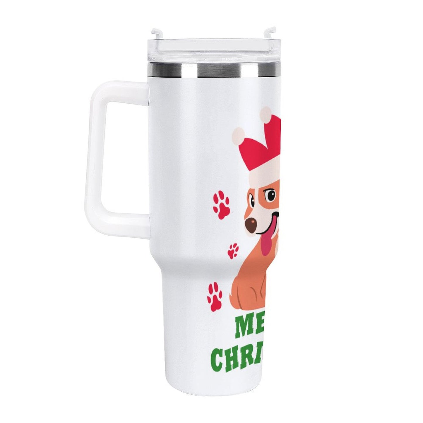 PHDT00301 POD US Local Tumbler 40 oz Large Capacity Car Cup Christmas Pet Dog Corgi Paw Green Red