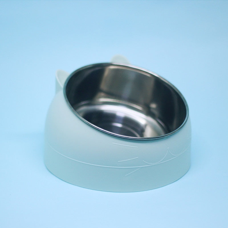 US Local Stainless Steel Dog Bowl Double Bowl Cervical Protection Oblique Mouth Hot Pet Food Basin Supplies