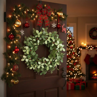 US Local Christmas Cedar Wreath Full Luxe Greenery Holiday Door Festive Pinecone & Berry Accent FBA Shipment