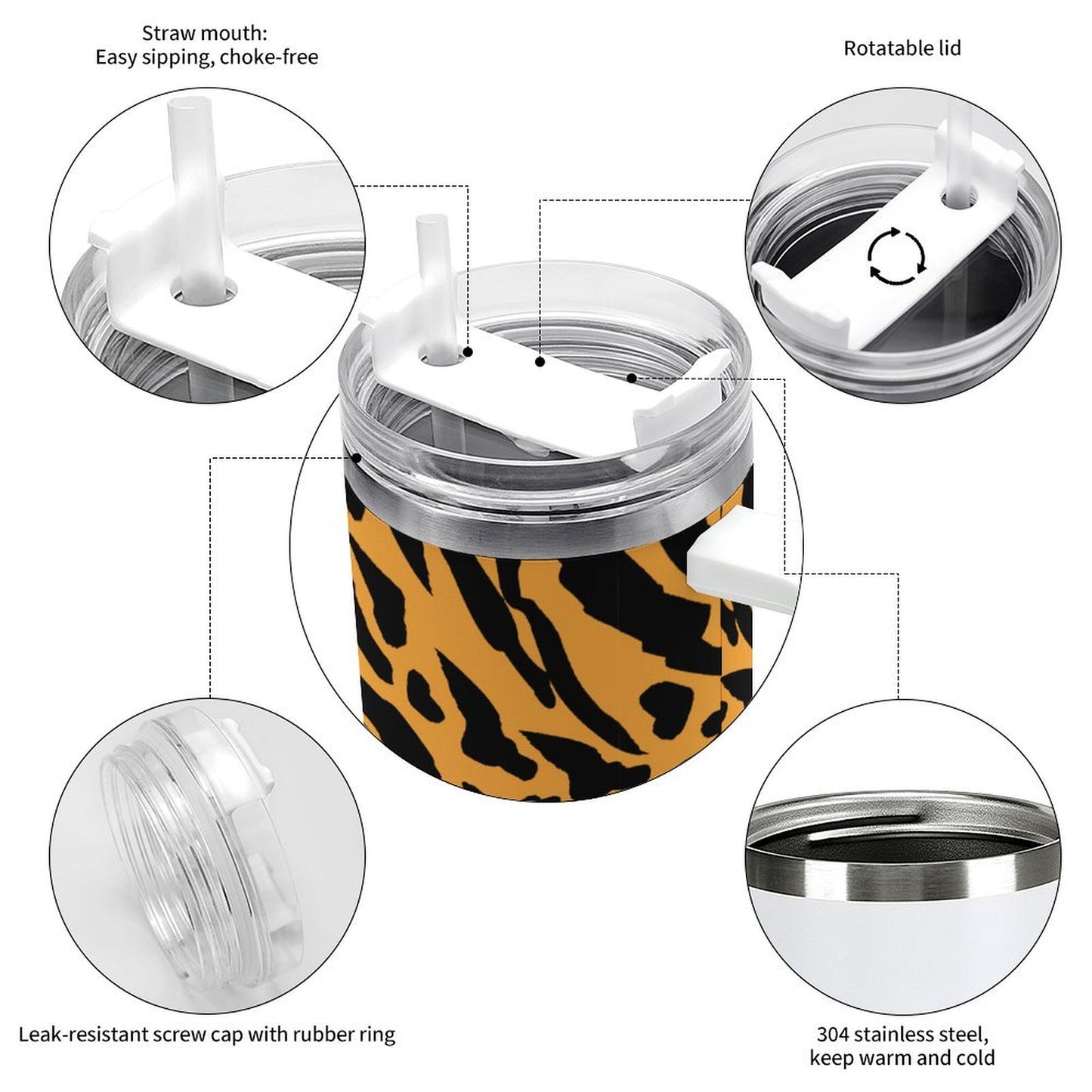 PHDT00480 POD US Local Tumbler 40 oz Large Capacity Car Cup Yellow Tiger