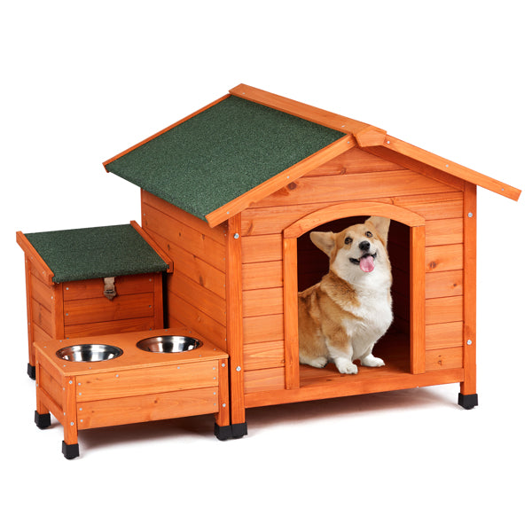 US Local 88x106x77cm Green Asphalt Roof Golden Red Main Body Fir House Type Cat And Dog House
