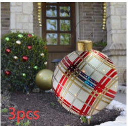 US Local Christmas Ornament Ball Outdoor Pvc 60CM Inflatable Decorated Ball PVC Giant Big Large Balls Xmas Tree Decorations Toy Ball