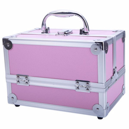 US Local Handheld Top Double Opening Aluminum Alloy Makeup Case With Mirror